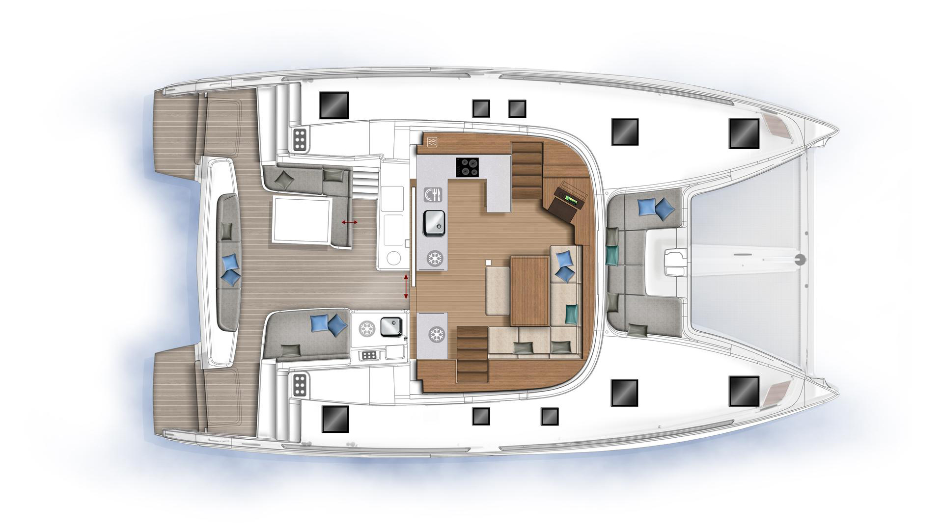 Парусний катамаран Lagoon 46 Iconic New — план палуби