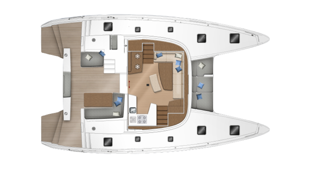 Парусний катамаран Lagoon 42 Millenium — план палуби